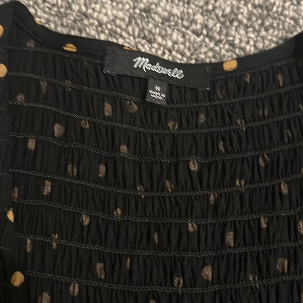 Madewell Smocked Elastic Top Polka Dt V-Neck Dress Sz M - Picture 6 of 6